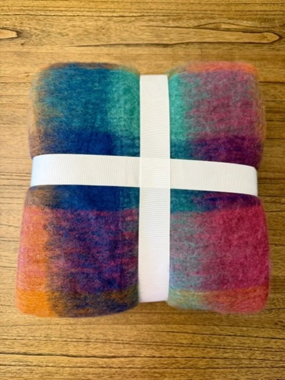 Checkered Faux Mohair Throw